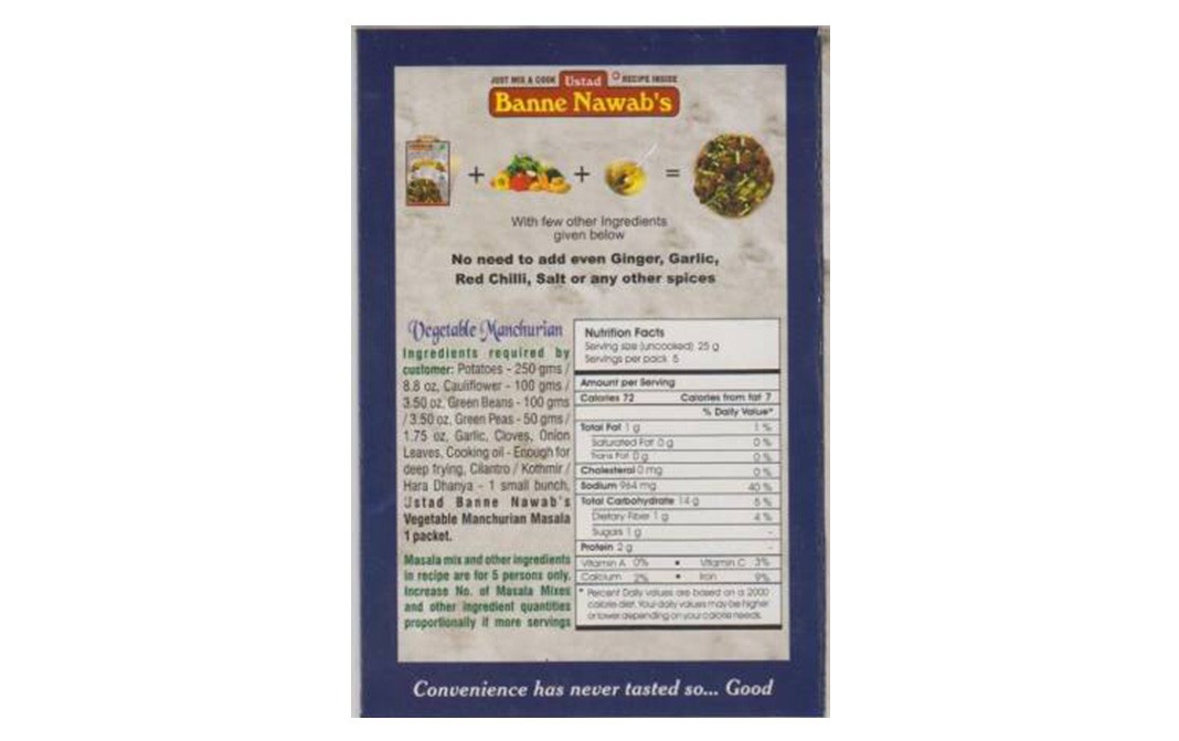 Ustad Banne Nawab's Vegetable Manchurian Masala   Box  125 grams